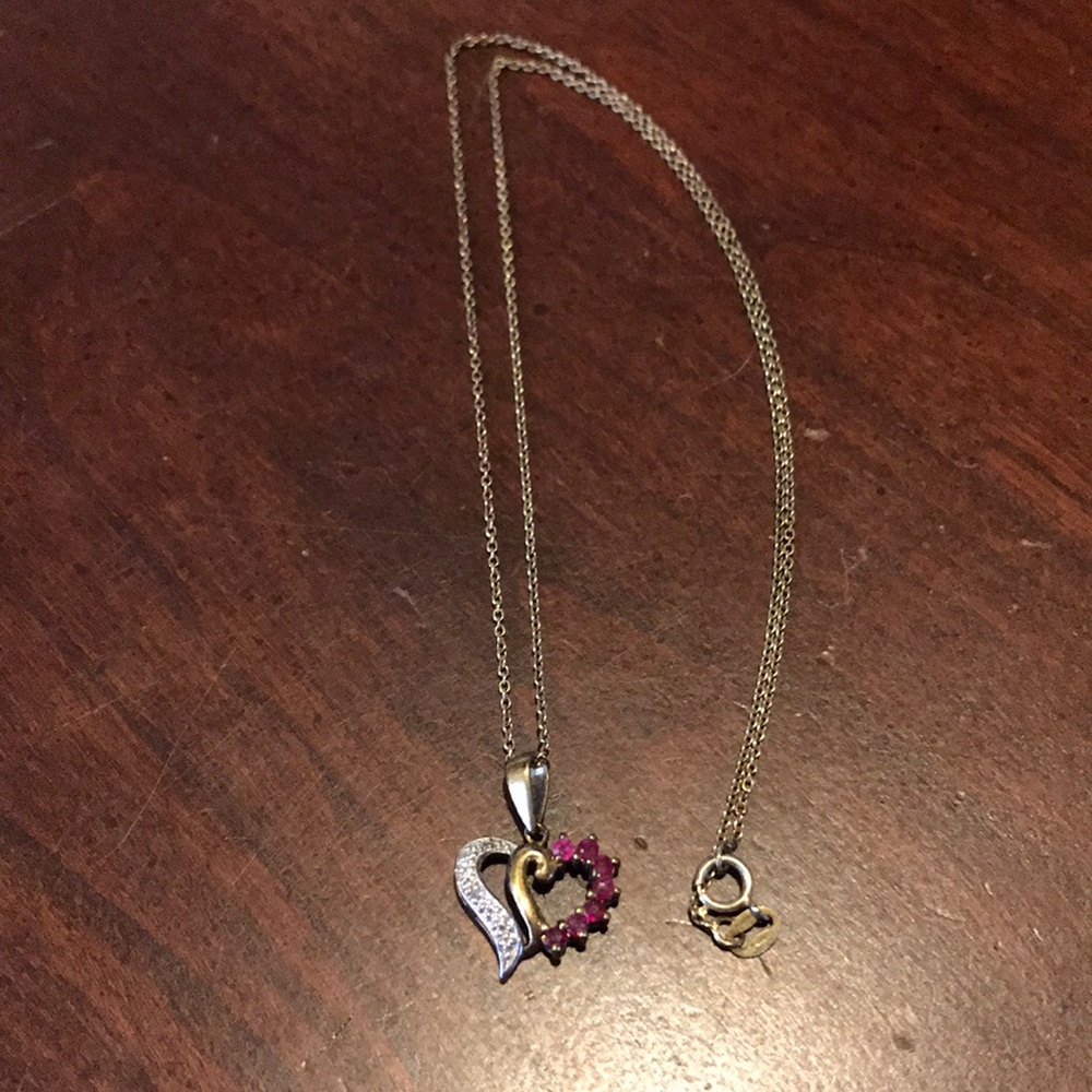QVC Gold-Plated Sterling Ruby Diamond Necklace